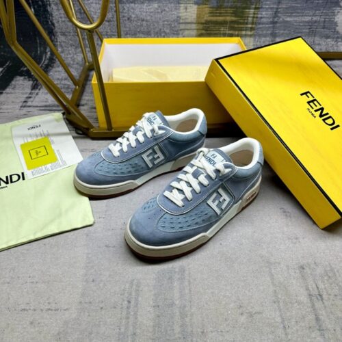 Alternative view of Fendi Match Denim Fabric and Suede Low-Top Sneakers Light Blue 8E8670Asb3F1Sv1