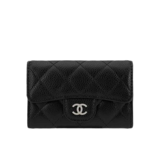 Chanel Classic Card Holder Grained Leather Black 11cm AP0214 Y01588 C3906