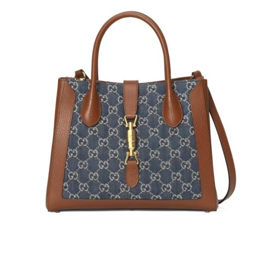 Gucci Jackie 1961 GG Denim Canvas Top Handle Bag Dark Denim Blue 30Cm 649016 2Kqgg 8375