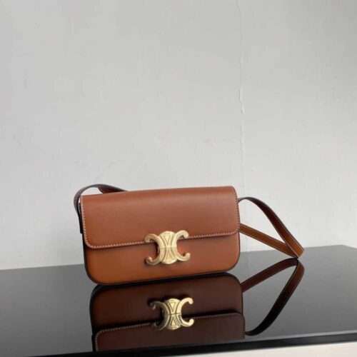 Alternative view of Celine Triomphe Shoulder Bag In Shiny Calfskin Brown 194143Bfn04Lu