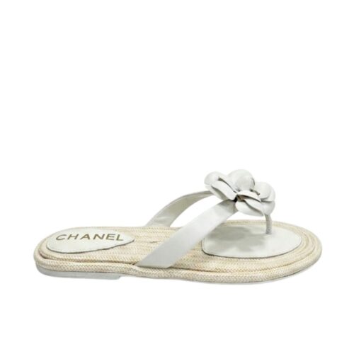 Chanel Thong With Camellia White