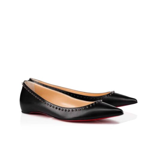 Christian Louboutin Studded Anjalina Leather Flats Black 3151261B142