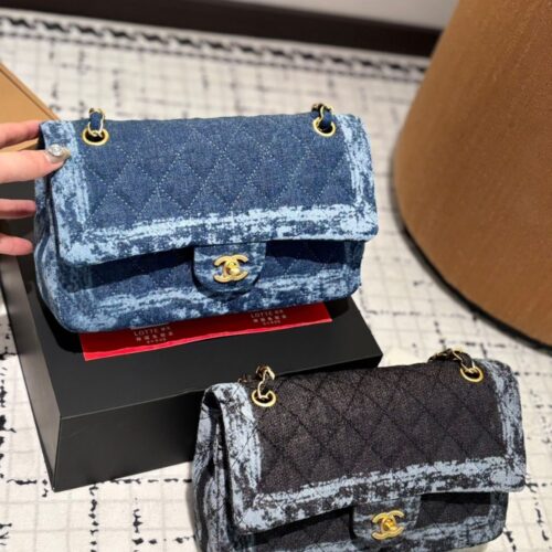 Alternative view of Chanel Classic Medium Denim Flap Bag Blue 25cm