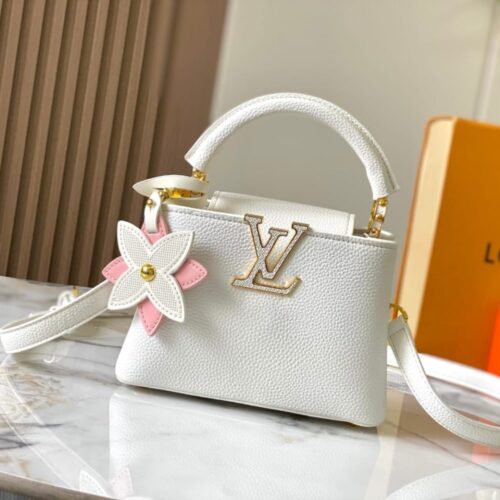 Alternative view of Louis Vuitton Capucines Mini Grained Leather Handle Bag Snow White 21Cm M21416