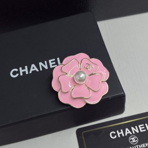 Alternative view of Chanel Brooch Camellia Resin Pearl Metal Pink Gold