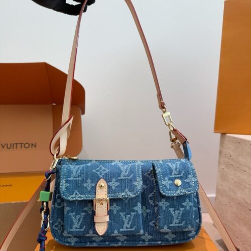 Alternative view of Louis Vuitton Pochette Accessoires Cargo Small Monogram Denim Shoulder Bag Blue 22cm M27602