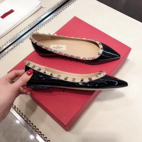 Alternative view of Valentino Patent Rockstud Ballet Flat Black Poudre 7W2S0403VNW N91