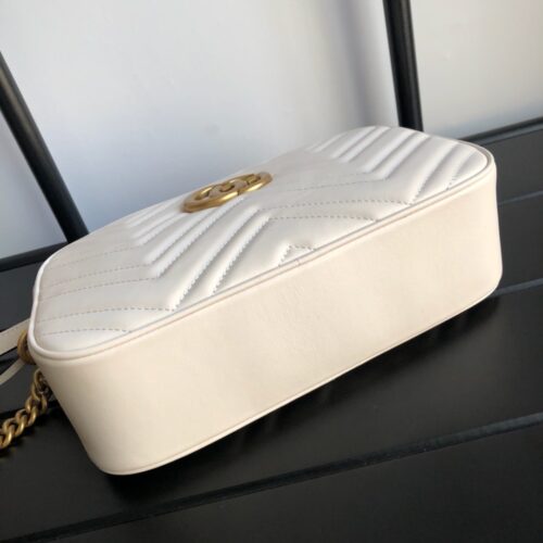 Alternative view of Gucci GG Marmont Small Matelasse Leather Shoulder Bag White 24cm 447632 DTD1T 9022