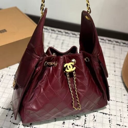 Alternative view of Chanel 25 Small Shiny Crumpled Leather Handbags Burgundy 26cm AS5293 B23553 U8095