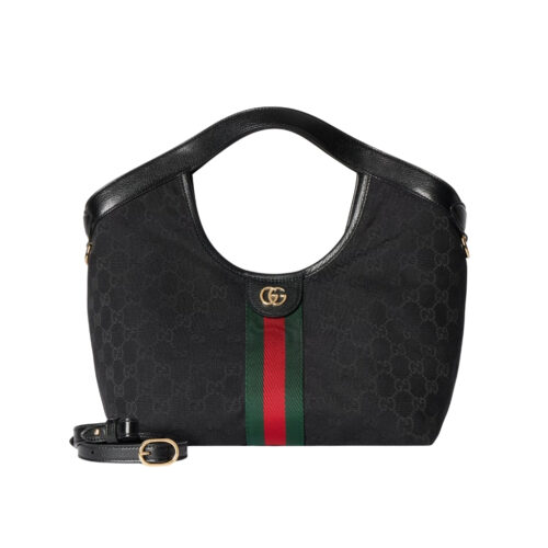 Gucci Giglio Small Tote Bag GG Canvas Black 25Cm 860845 FAFWA 1053