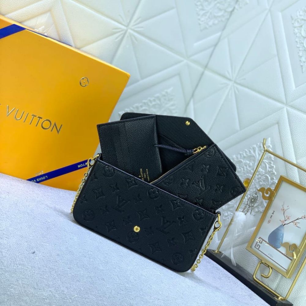Louis Vuitton Félicie Pochette Monogram Empreinte Crossbody Bag Black 21cm M82477 - Image 6
