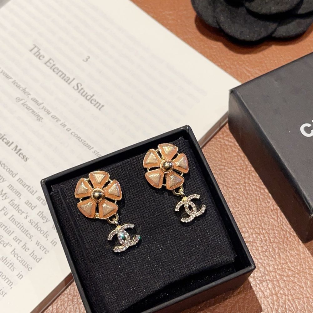 Chanel CC Logo Pink Flower Earrings Gold ABG900 B22986 U6099 - Image 5