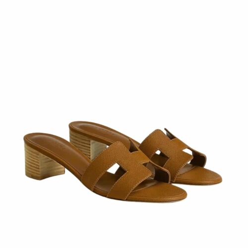 Hermes Oasis Sandals Grained Leather Brown H222203Z 20370