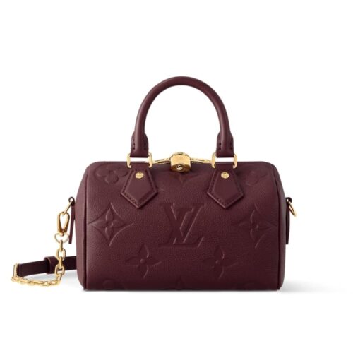 Louis Vuitton Speedy Bandouliere 20 Monogram Empreinte Handle Bag Grenat Red 20Cm M25929