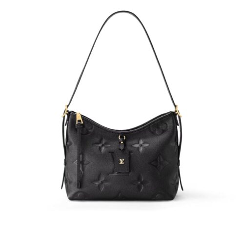 Louis Vuitton Carryall PM Monogram Empreinte Shoulder Bag Black 29Cm M46288