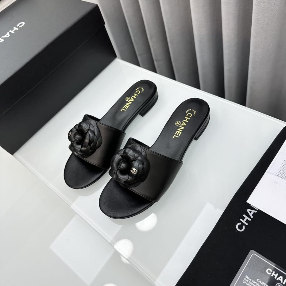 Chanel Camellia Mules Smooth Leather Black G45499 X01000 94305 - Image 2