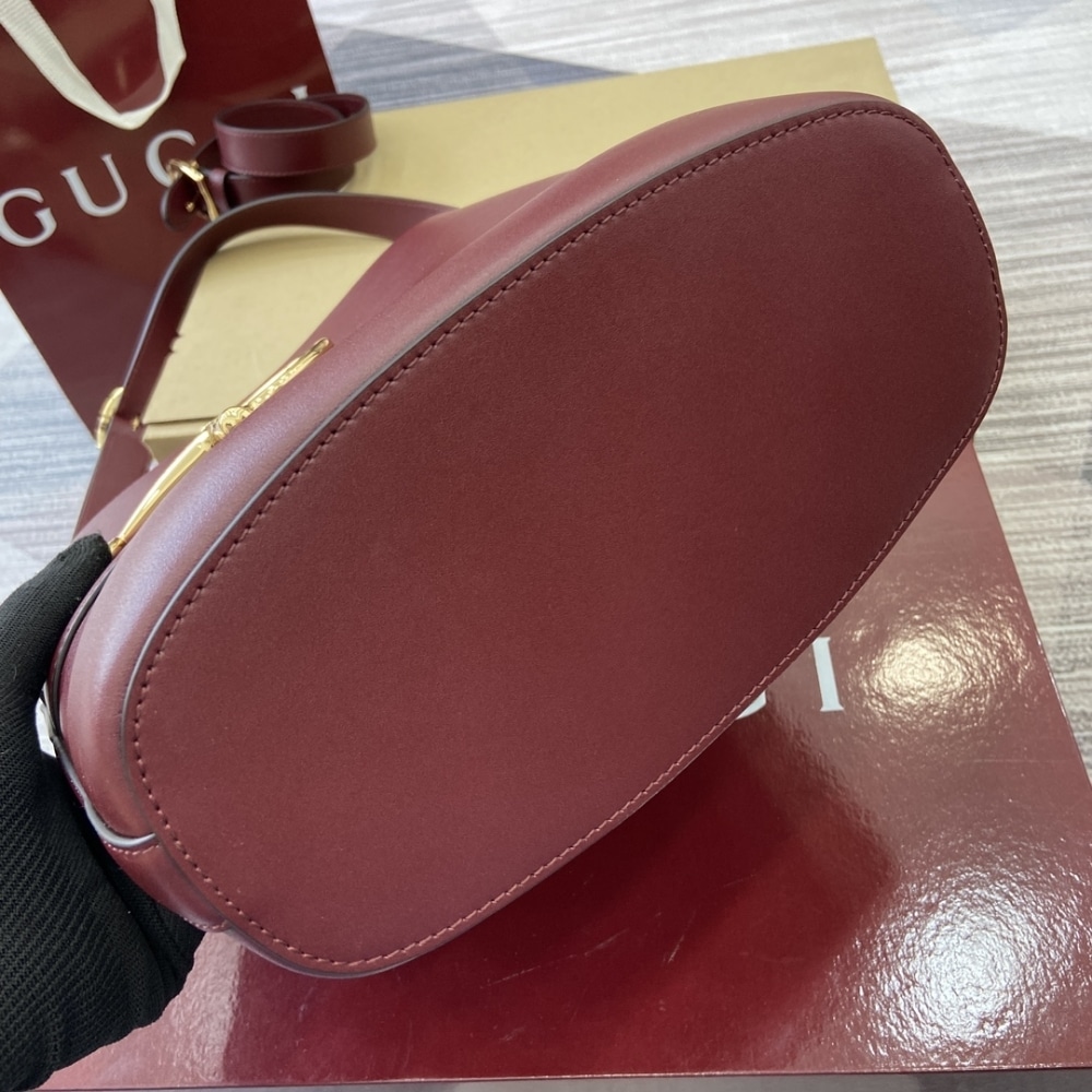 Gucci 73 Small Leather Bucket Bag Rosso Ancora Red 20Cm 833665 AAEC2 6207 - Image 8