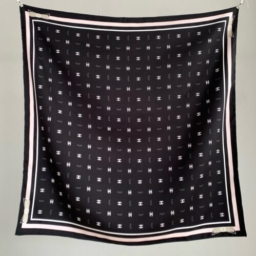 Alternative view of Chanel Square Scarf Jacquard Silk Twill Ecru Black 90Cm AAA777 B19447 NAFFW