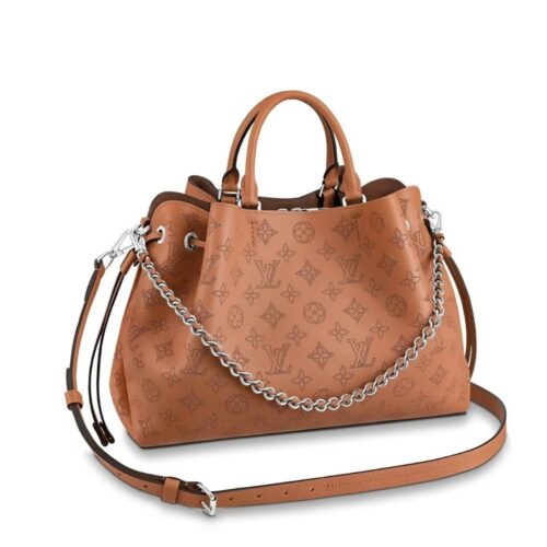 Louis Vuitton Bella Tote Mahina Leather Bucket Bag Arizona Brown 32cm M59655