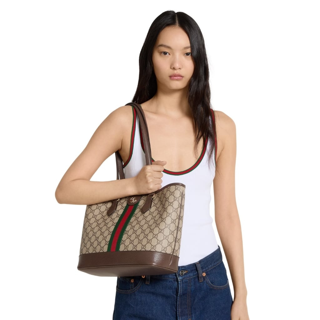 Gucci Ophidia Medium GG Monogram Canvas Tote Bag Beige And Brown 31Cm 836849 FAE0J 9867 - Image 11