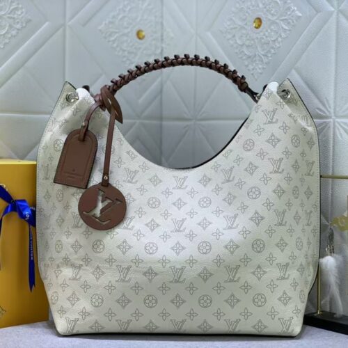 Alternative view of Louis Vuitton Carmel Mahina Leather Hobo Bag White Brown 40Cm M53188