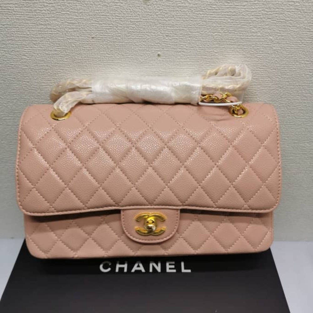 Chanel Classic Medium Grained Leather Flap Bag Pink 25cm - Image 2