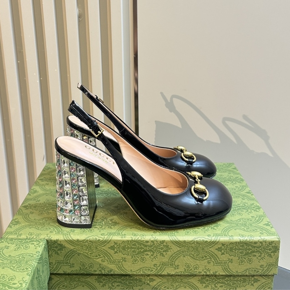 Gucci Women's Horsebit Leather Pump With Crystals Black 795984 Bnc00 1000 - Image 2