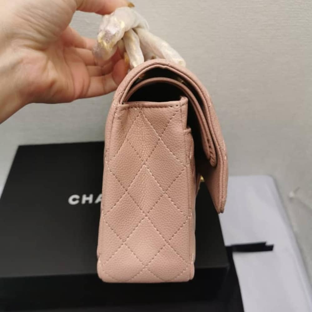 Chanel Classic Medium Grained Leather Flap Bag Pink 25cm - Image 3