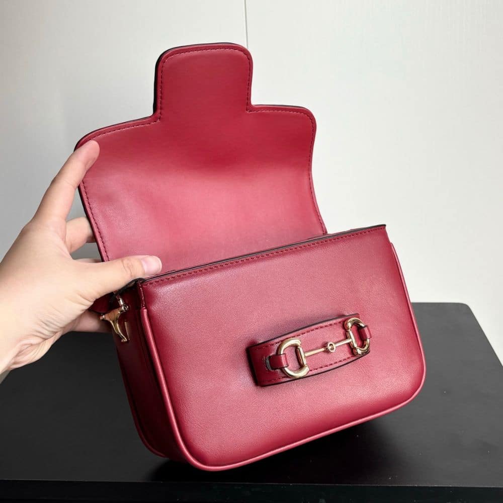 Gucci Horsebit 1955 Mini Leather Shoulder Bag Red 19Cm - Image 7