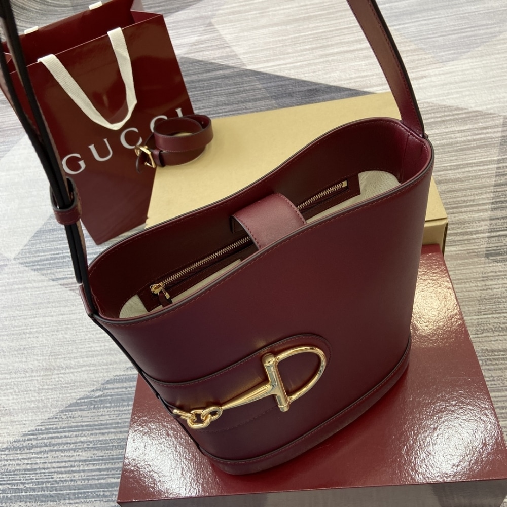 Gucci 73 Small Leather Bucket Bag Rosso Ancora Red 20Cm 833665 AAEC2 6207 - Image 5