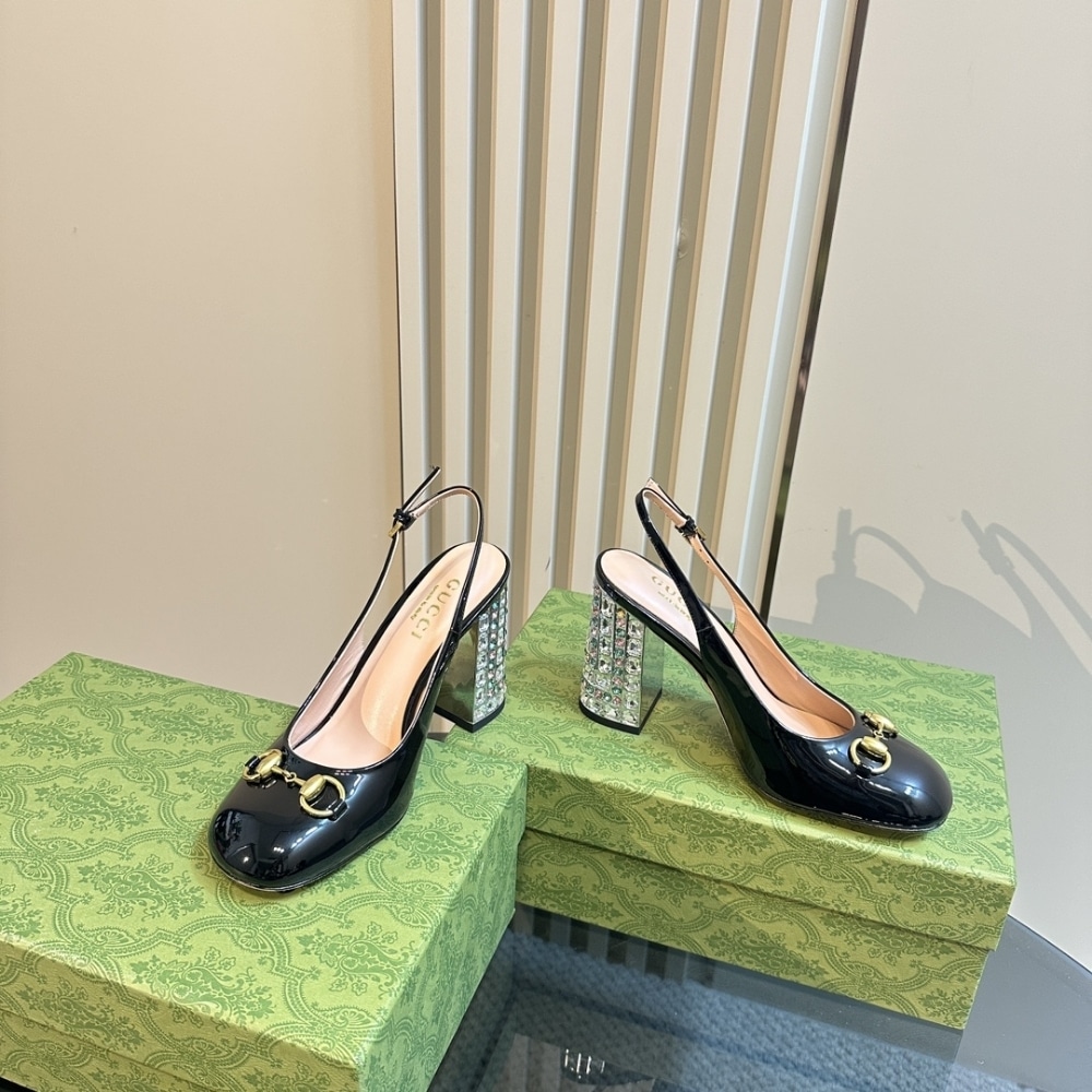 Gucci Women's Horsebit Leather Pump With Crystals Black 795984 Bnc00 1000 - Image 4