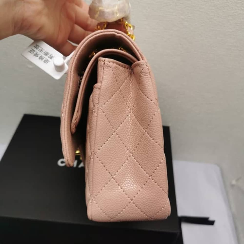 Chanel Classic Medium Grained Leather Flap Bag Pink 25cm - Image 5