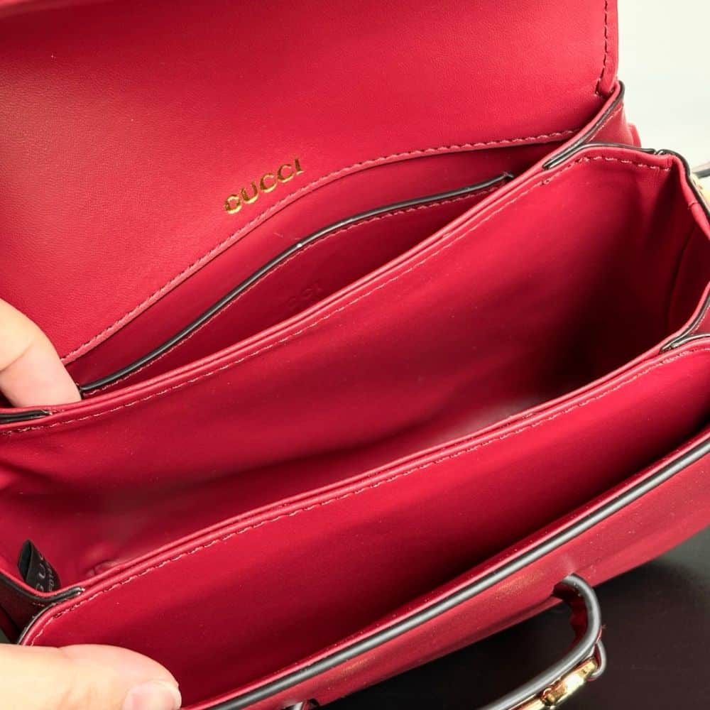 Gucci Horsebit 1955 Mini Leather Shoulder Bag Red 19Cm - Image 9