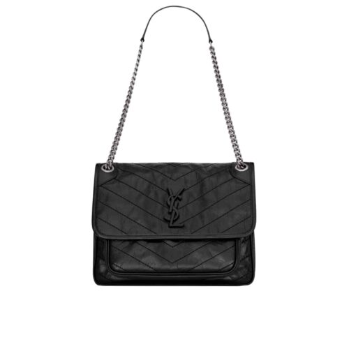 Saint Laurent Niki Medium In Vintage Leather Shoulder Bag Black 28Cm 6331580En041000