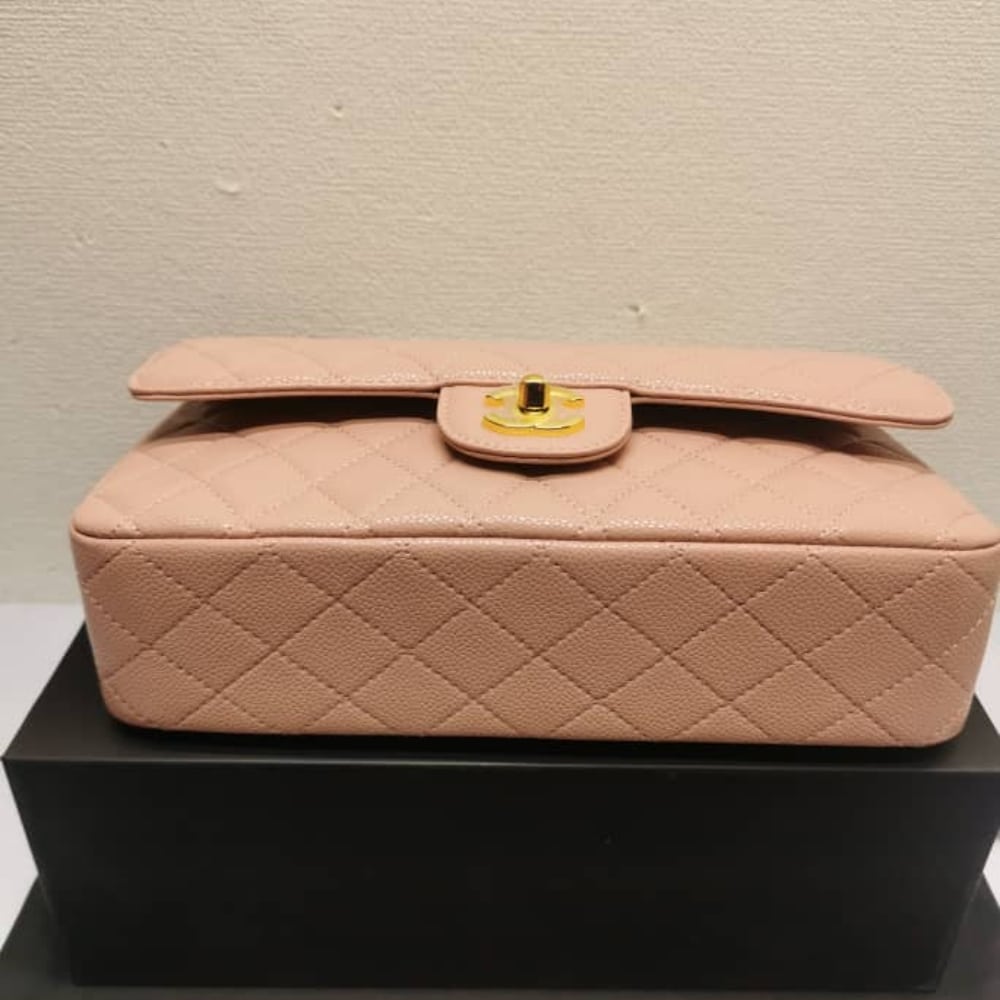 Chanel Classic Medium Grained Leather Flap Bag Pink 25cm - Image 6