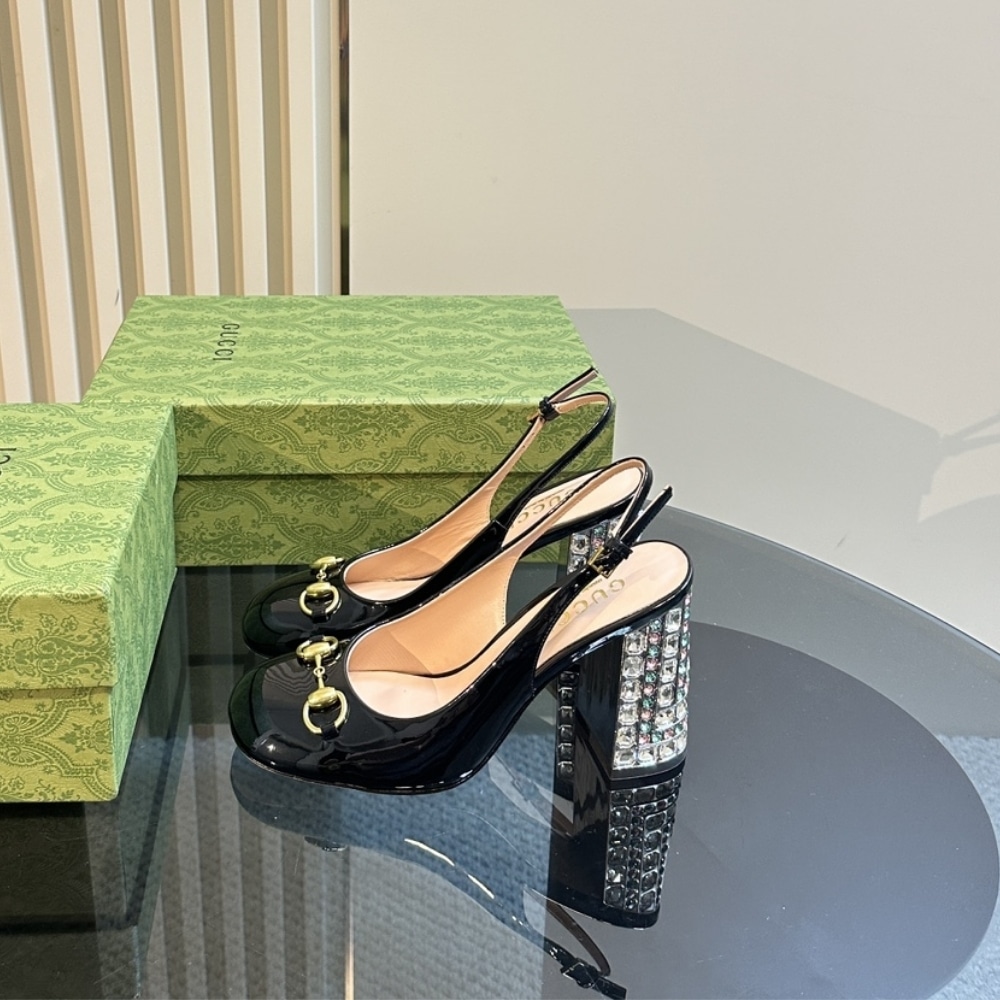 Gucci Women's Horsebit Leather Pump With Crystals Black 795984 Bnc00 1000 - Image 7