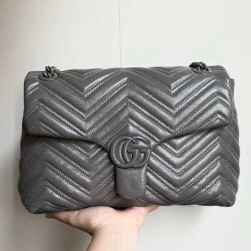 Alternative view of Gucci Marmont Medium Matelasse Leather Shoulder Bag Gray 31Cm