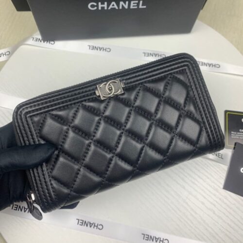Alternative view of Chanel Boy Long Zipped Wallet Smooth Leather Black 19cm