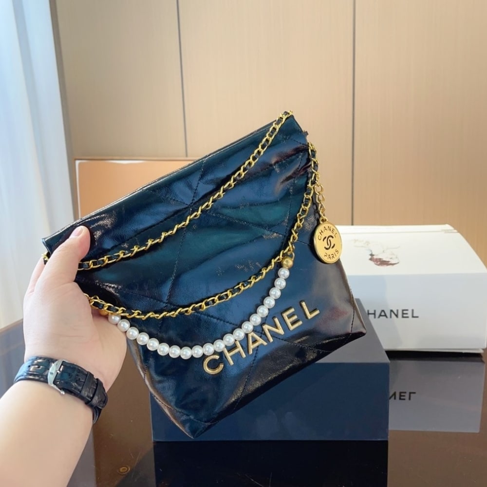 Chanel 22 Mini Smooth Leather Bucket Bag Black 22cm AS3980 B10672 94305 - Image 4