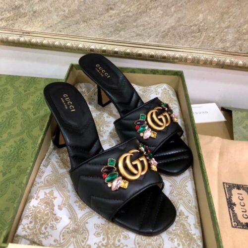 Alternative view of Gucci Women’s Flower Double G Leather Slide Sandal Black