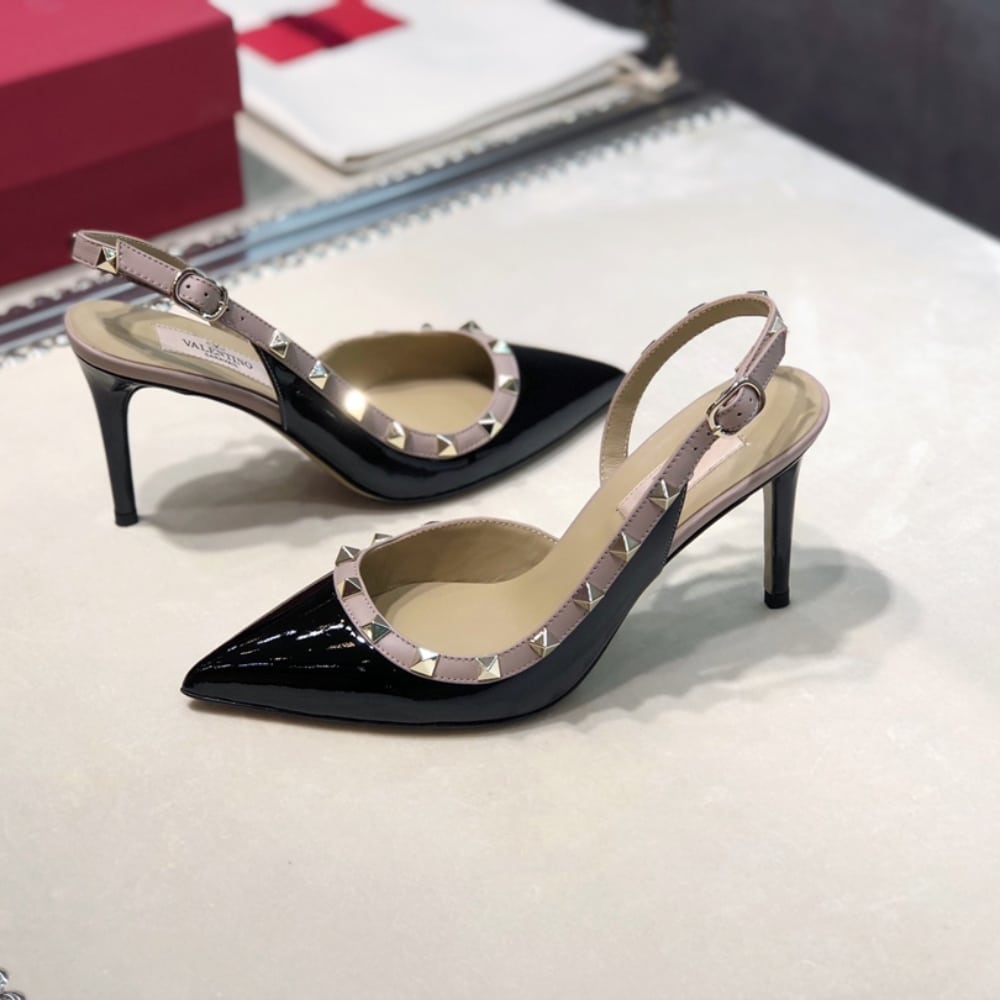 Valentino Garavani Rockstud Slingback Pump Patent Leather Black 85mm - Image 6
