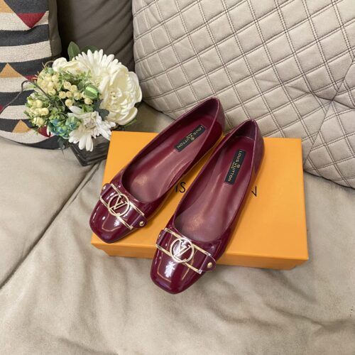 Alternative view of Louis Vuitton Signature LV Logo Leather Ballerina Wine Red
