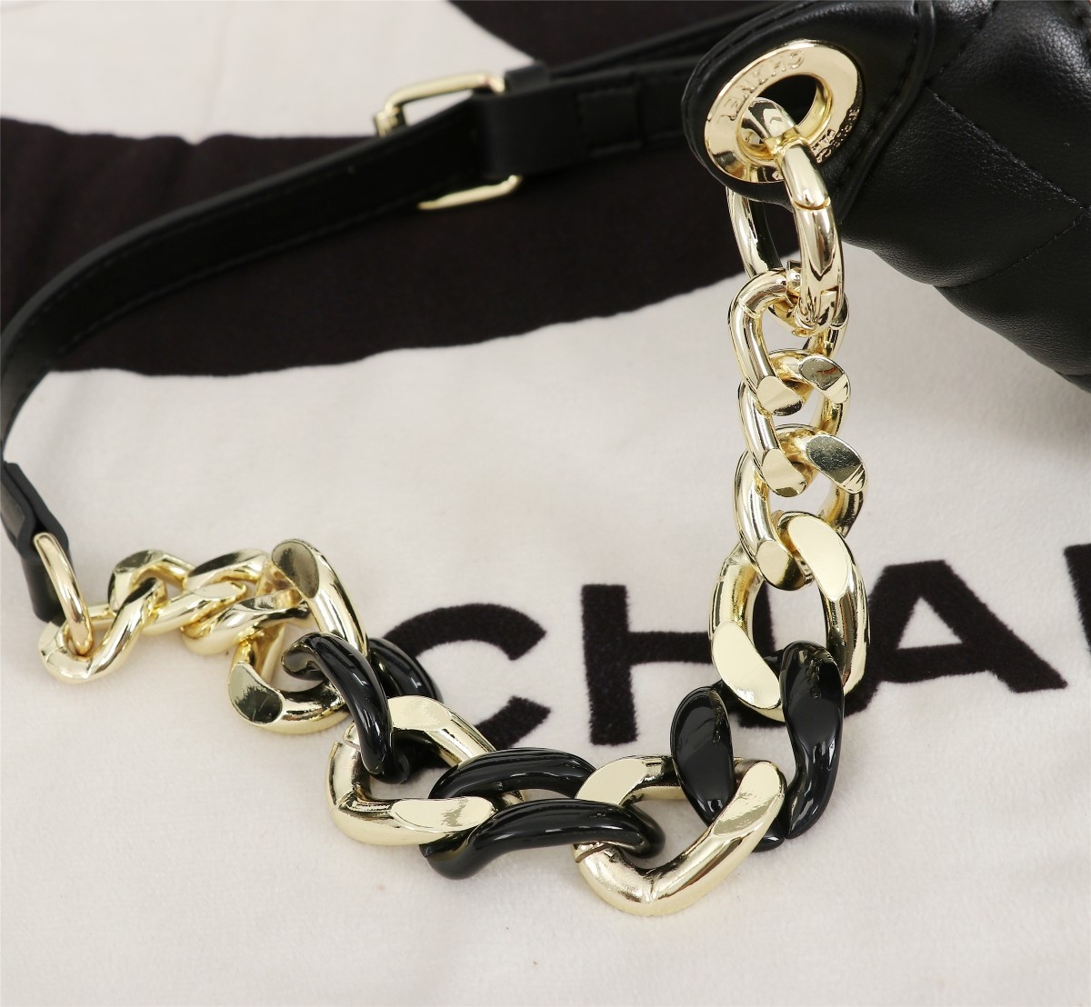 Chanel Waist Bag Gold Tone Metal In Black 23cm - Image 7