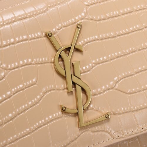 Alternative view of Saint Laurent Sunset Medium Chain Bag In Crocodile Embossed Shiny Apricot 22Cm 442906Dnd0N9207