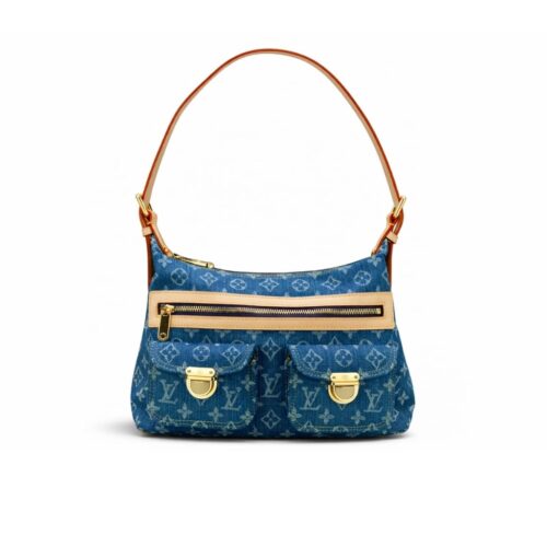 Louis Vuitton Baggy PM Monogram Denim Shoulder Bag Blue 30Cm M95049