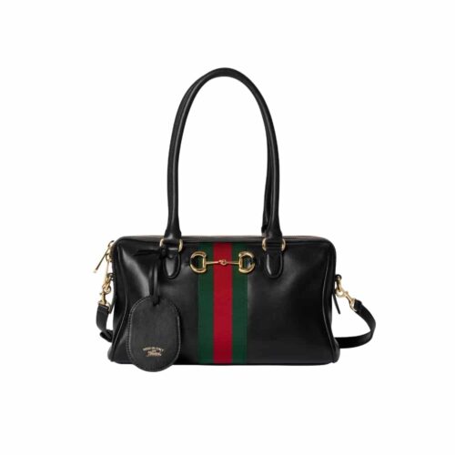 Gucci Borsetto Medium Leather Boston Bag Black 28cm 866732 AAGIQ 1053