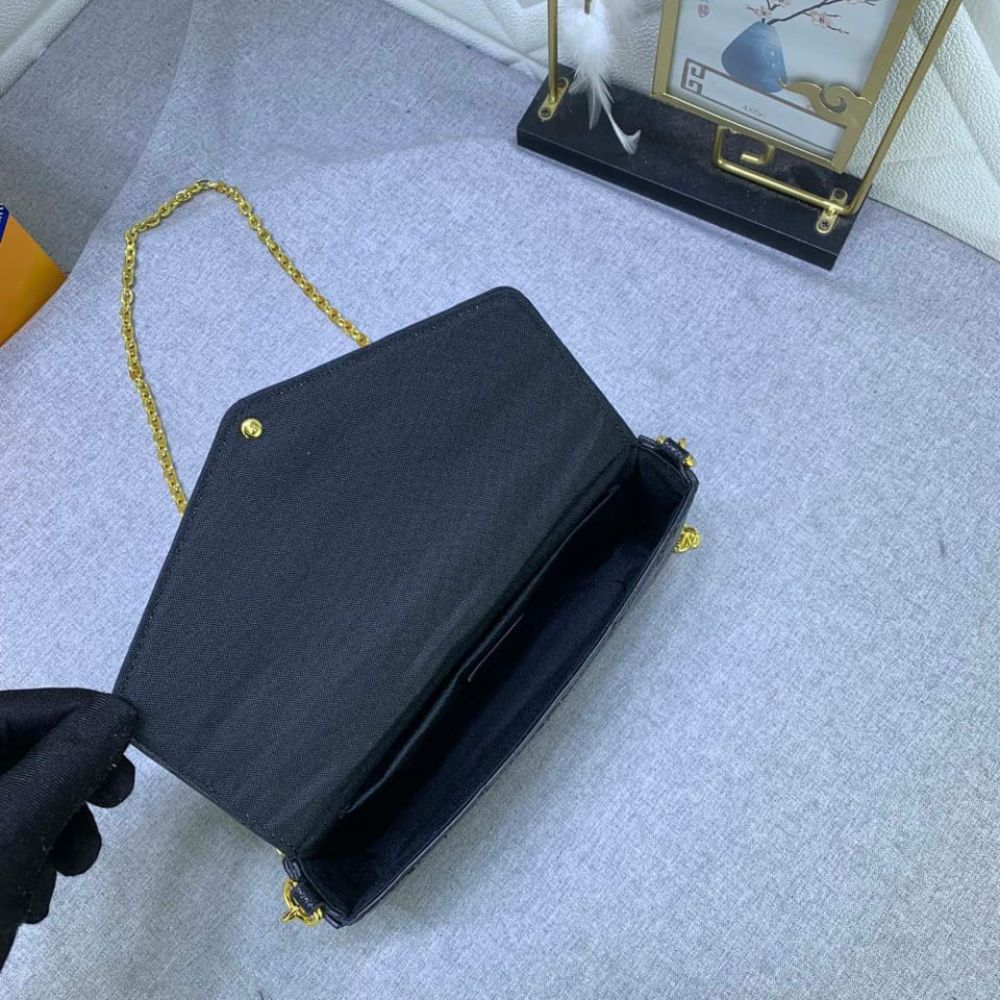 Louis Vuitton Félicie Pochette Monogram Empreinte Crossbody Bag Black 21cm M82477 - Image 7