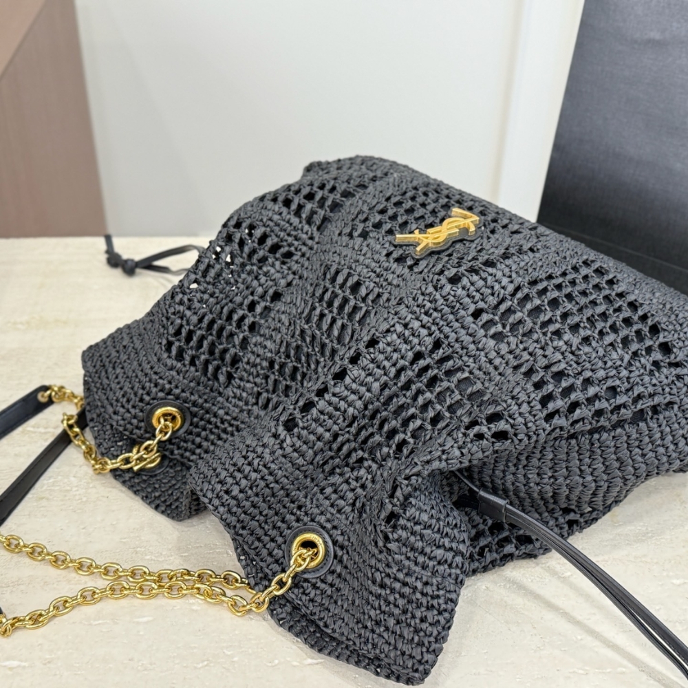 Saint Laurent Jamie Shopping In Raffia Black 35Cm - Image 5