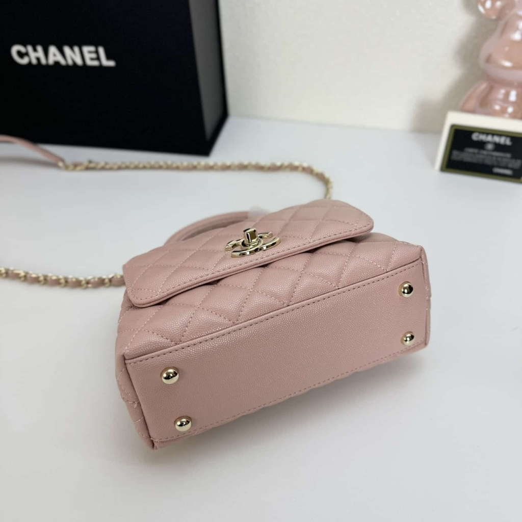 Chanel Coco Handle Mini Grained Leather Flap Bag Pink 19cm - Image 8