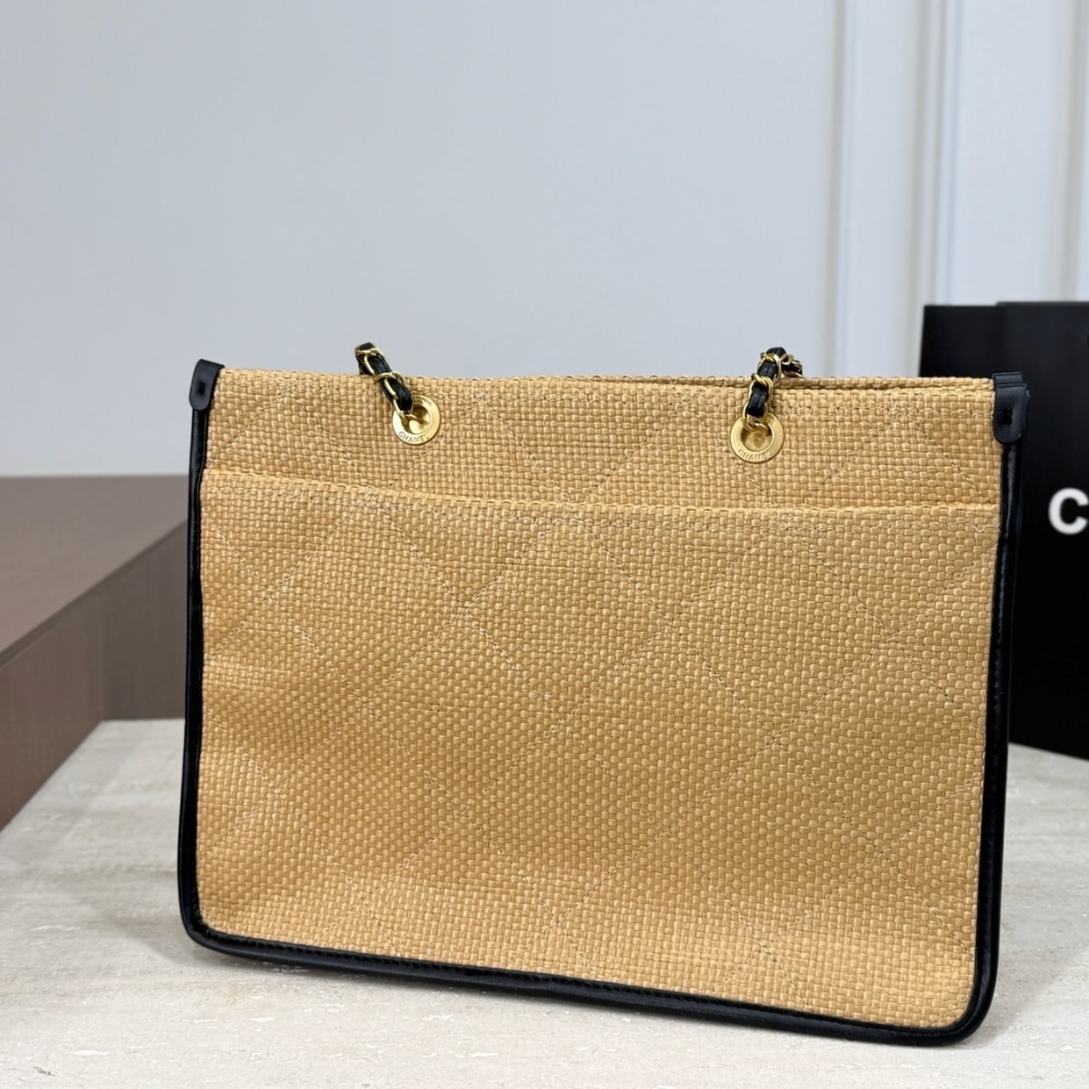 Chanel Shopping Bag Large Natural Straw Tote Bag Beige 39cm - Image 5
